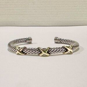David Yurman Two-tone X Classic Cable Station Bracelet, 5mm, Great condition!